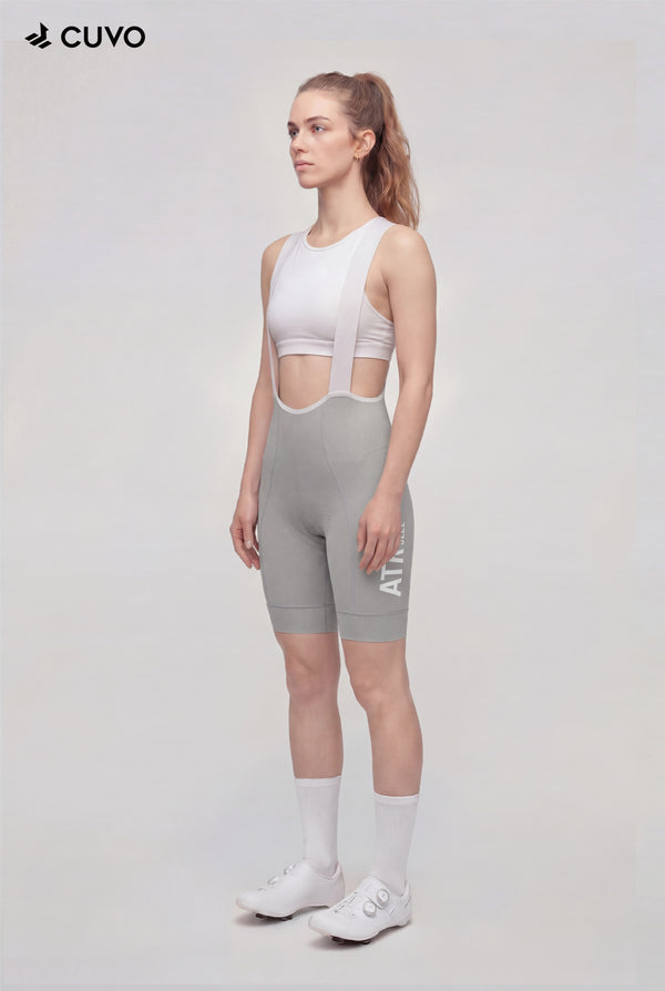 ATK Women's performance Bib shorts - Light Grey- 3D-Printed Chamois